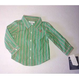 American Living Baby Boy Long Sleeve Button Up Shirt 6 Months Striped Cotton New